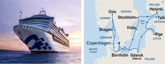 Navegação pelo Mar do Norte Navio Sapphire Princess - Cabine externa com varanda